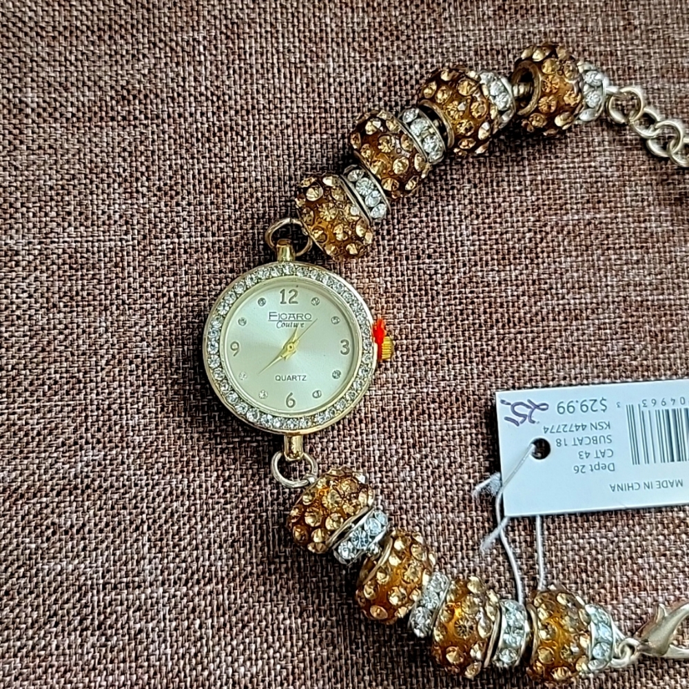 Rhinestone Gold Watch